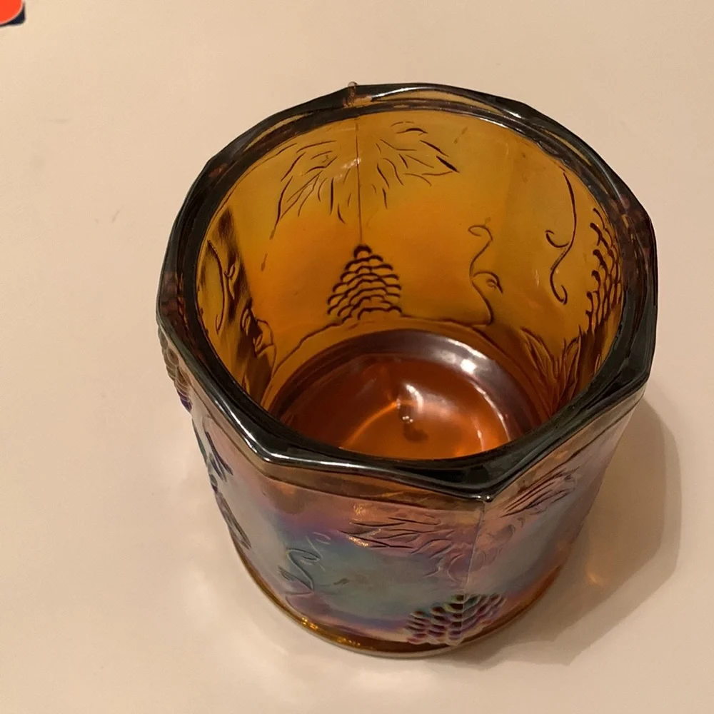 Vintage Amber Carnival Glass Wine Holder
